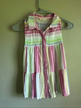 LA MIEL Pastel Striped Sleeveless Tunic - Pink, Blue, Yellow, Green, White